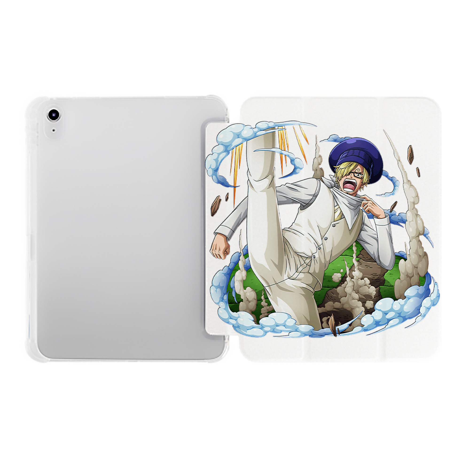 （画像用） ワンピース サンジ ONE PIECE Sanji IPad ケース ペン収納付き 三つ折りスタンド PUレザー×シリコン 対応機種9.5/10.5/10.9インチ